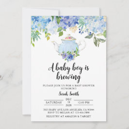 Blue Tea Party Baby Shower-inbjudan Inbjudningar