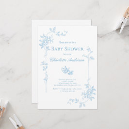 Blue Tea Party Baby Shower-inbjudan Inbjudningar
