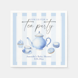 Blue Tea Party Baby Shower Pappersservett