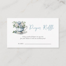 Blue Tea Party Boy Baby Shower Raffle Tilläggskort
