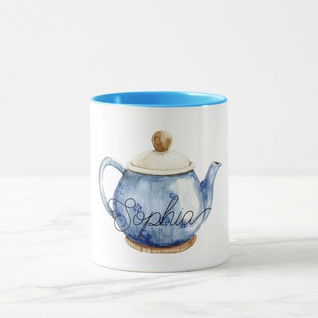 Blue Tea Pot Birthday Mugg (Center)