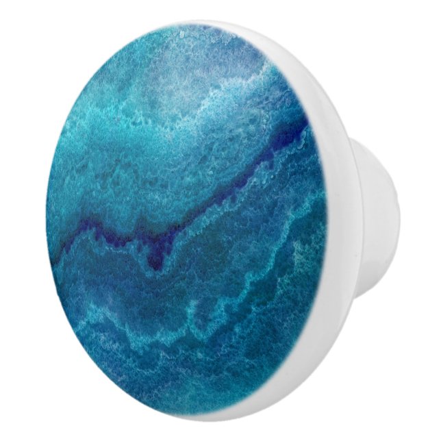 Blue Teal Agate Struktur Knopp (Höger)