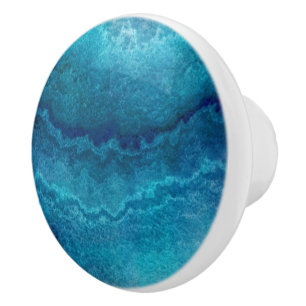 Blue Teal Agate Struktur Knopp