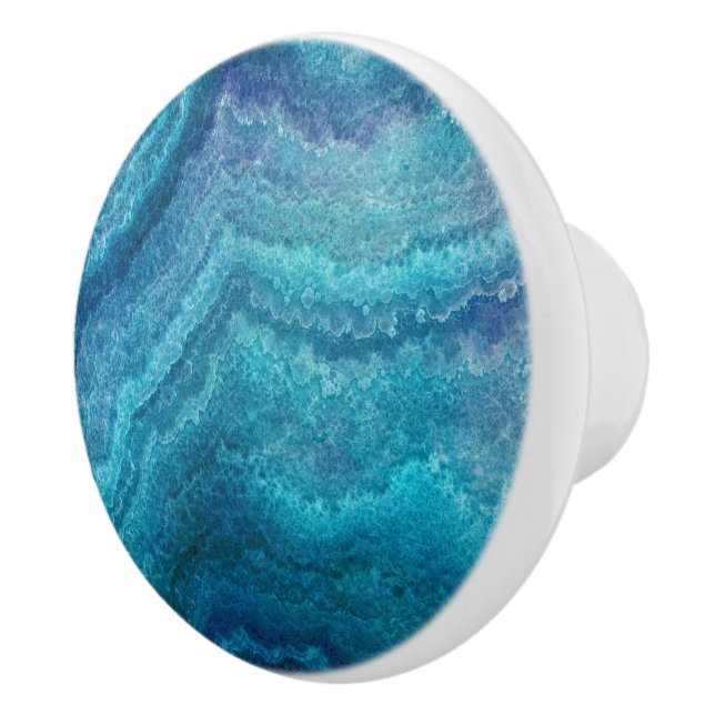 Blue Teal Agate Struktur Knopp (Höger)