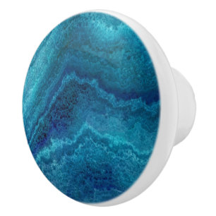 Blue Teal Agate Struktur Knopp