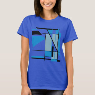 Blue Teal Black Mosaic MCM-utseende Geometrisk Abs T Shirt