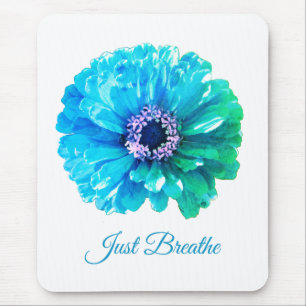 Blue Teal Daisy Återblått blommigt Musmatta