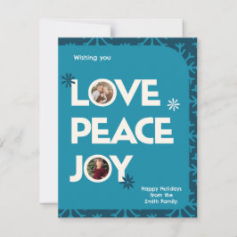 Blue Teal Family Anpassningsbar Bild Ram jul Anteckningskort