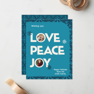 Blue Teal Family Anpassningsbar Bild Ram jul Anteckningskort