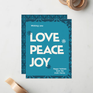 Blue Teal Family Bild Ram-julen Helgdag Anteckningskort