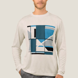 Blue Teal Grått Black MCM-utseende Geometrisk Abst T Shirt