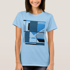 Blue Teal Grått Black MCM-utseende Geometrisk Abst T Shirt