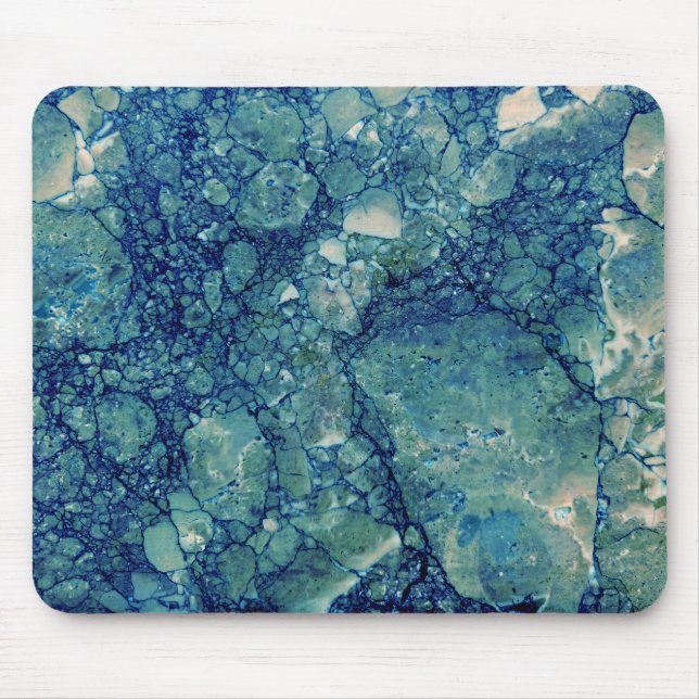Blue Teal Grönt Marble Struktur Musmatta (Framsidan)