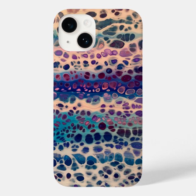 Blue Teal Lilac White Acrylic Abstrakt Fluid Art (Baksida)