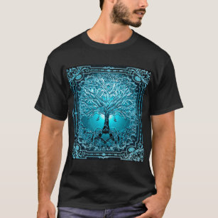 Blue Teal Livets träd Ancient Rustic Inner Light T Shirt