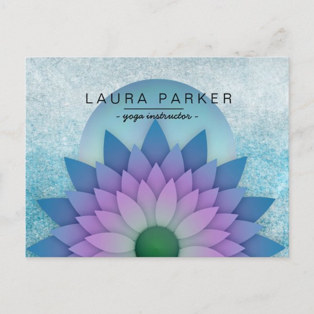 Blue Teal Lotus Flower Yoga Meditation Holistic Vykort (Framsida)