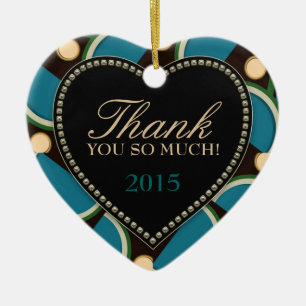 Blue Teal Monogram Tack Heart Ornament