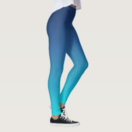 Blue Teal Ombre Yoga Leggings