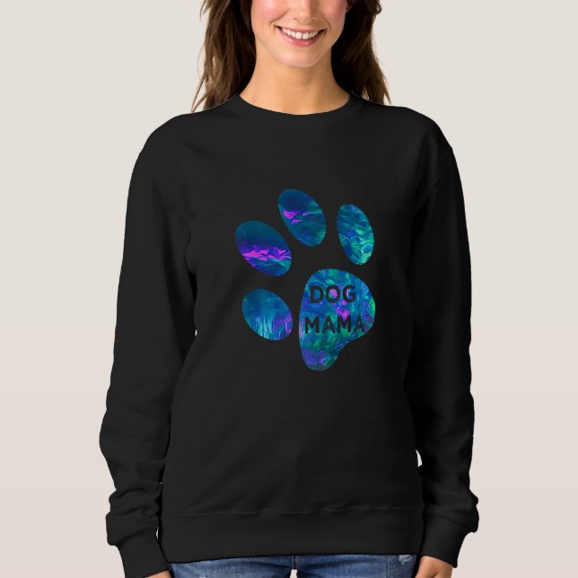 Blue teal purple Dog mama and paw print dogs mothe T Shirt (Framsida)