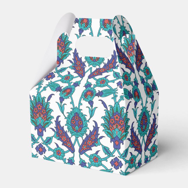 Blue Teal Red White Oriental Blommönster Presentaskar (Framsidan Sidan)