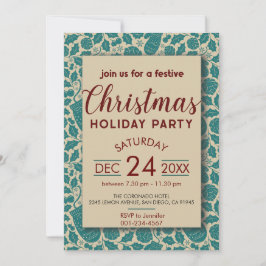 Blue Teal Retro Mysigt Vibe jul-Helgdag Inbjudningar