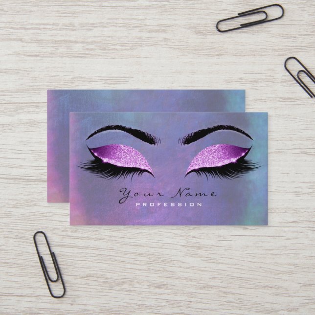 Blue Teal Rosa Beauty Lash Makeup Öga Glitter Visitkort (Fram/Back In Situ)