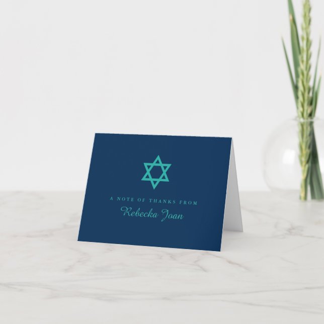 Blue Teal Star of David Bat mitzvah Tack (Framsida)