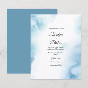 Blue Teal Watercolor Abstrakt Ram Inbjudningar