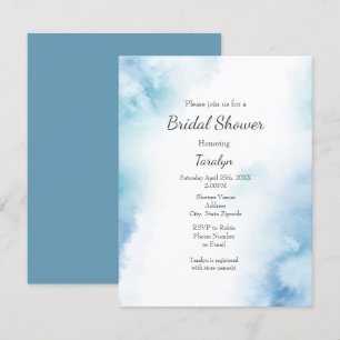 Blue Teal Watercolor Abstrakt Ram Inbjudningar