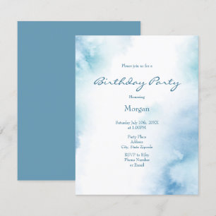 Blue Teal Watercolor Abstrakt Ram Inbjudningar