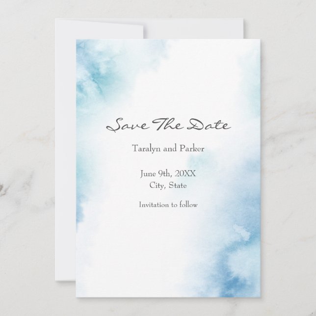 Blue Teal Watercolor Abstrakt Ram Spara Datumet (Framsida)
