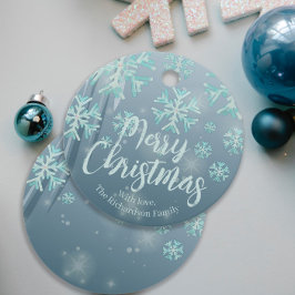 Blue Teal Winter Wonderland God jul Gåvor Etiketter
