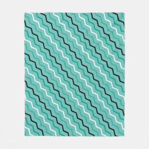 Blue Teal ZigZag Diagonal Rand Geometry Mönster Fleecefilt