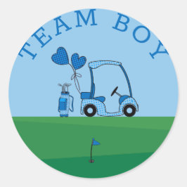 Blue Team Boy Gender Reveal Party Vote Golf Runt Klistermärke