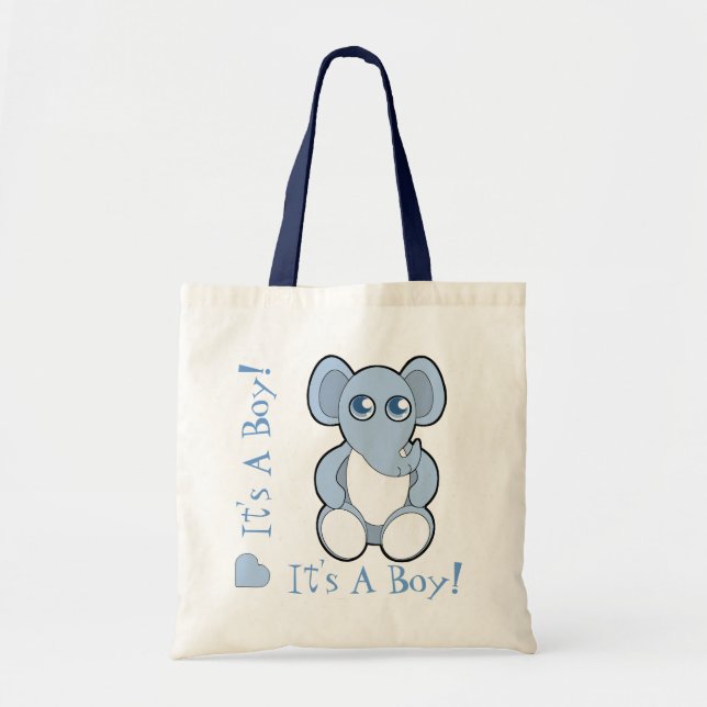 Blue Tecknad Baby Elephant New Mamma Bag Tygkasse (Framsidan)