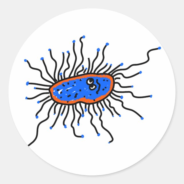 Blue Tecknad Germ Runt Klistermärke (Framsida)