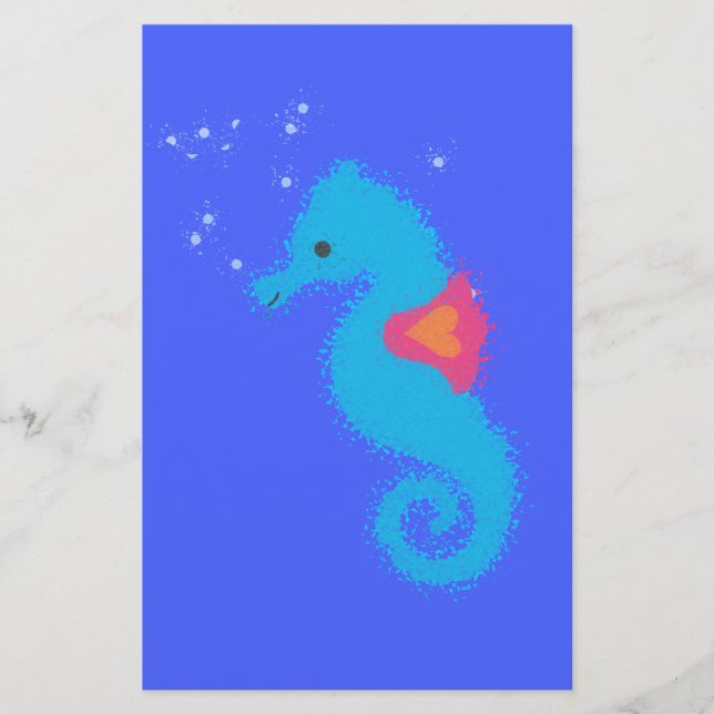 Blue Tecknad Seahorse (Framsida)
