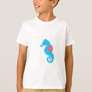 Blue Tecknad Seahorse Tee