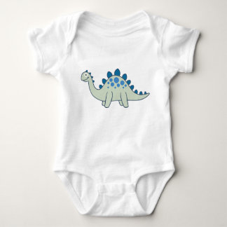 Blue Tecknad Stegosaurus Dinosaur One-Biet T Shirt