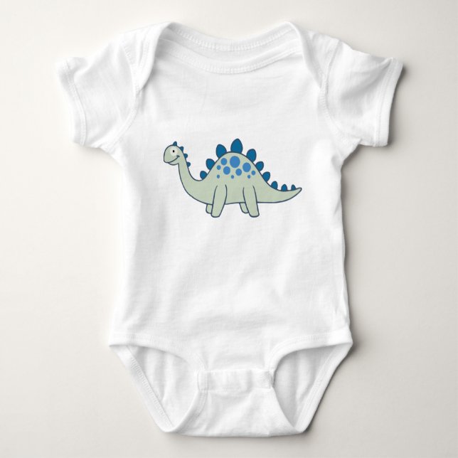 Blue Tecknad Stegosaurus Dinosaur One-Biet T Shirt (Framsida)