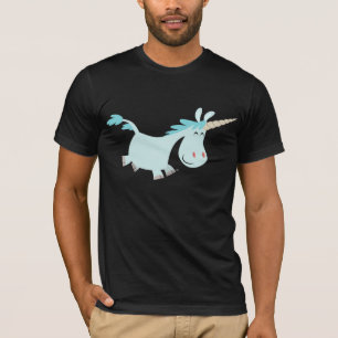 Blue Tecknad Unicorn T-shirt