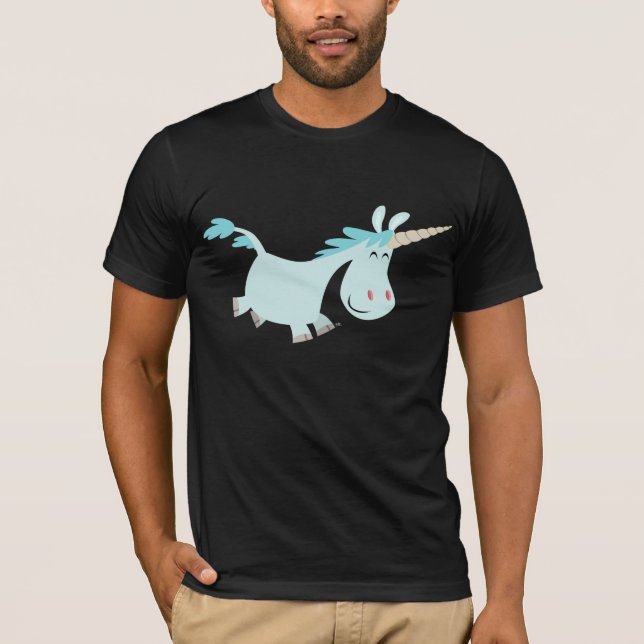 Blue Tecknad Unicorn T-shirt (Framsida)