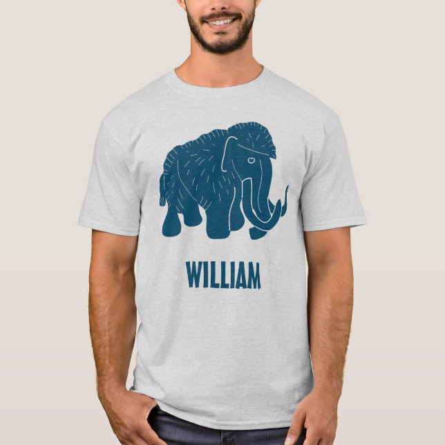 Blue Tecknad Wooly Mammoth Personlig T Shirt (Framsida)
