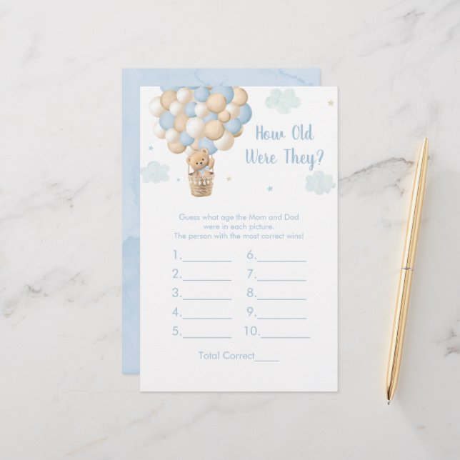 Blue Teddy Balloons How Old Were They Shower Game (Fram/Back In Situ)