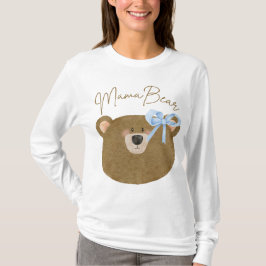 Blue Teddy Barly Wait Mamma Bear Boy Baby Shower T Shirt