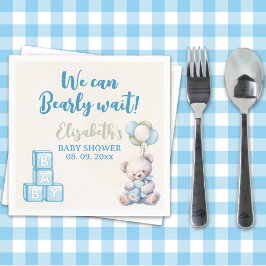 Blue Teddy Bear - Baby Shower Boy Pappersservett