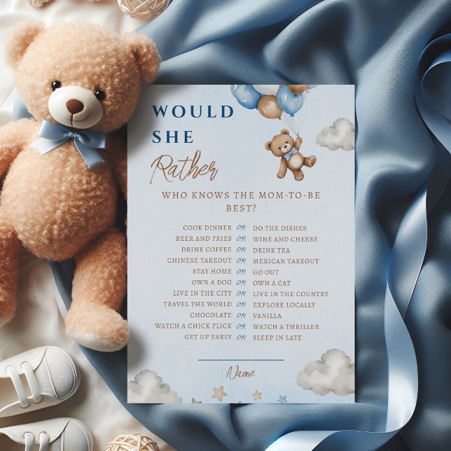 Blue Teddy Bear Balloons Baby Shower Game (Skapare uppladdad)