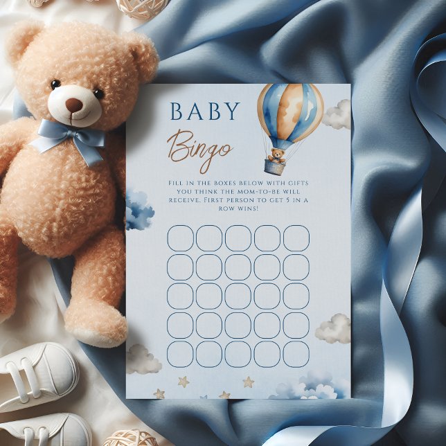 Blue Teddy Bear Hot Air Balloon Baby Bingo (Skapare uppladdad)