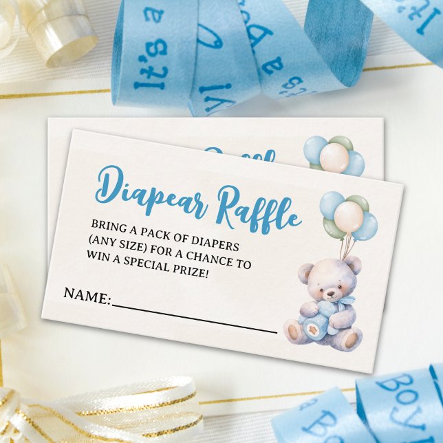 Blue Teddy Bear "We Can Bearly Wait" Baby Shower  Tilläggskort (Skapare uppladdad)