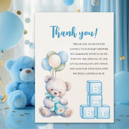 Blue Teddy Bear "We Can Bearly Wait" Tack Kort